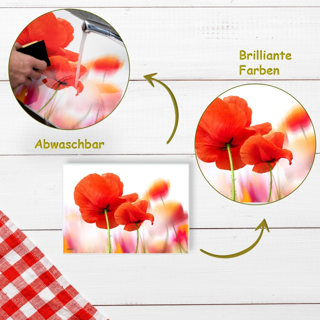 Tischset Platzset abwaschbar Klatschmohn von ARTIPICS